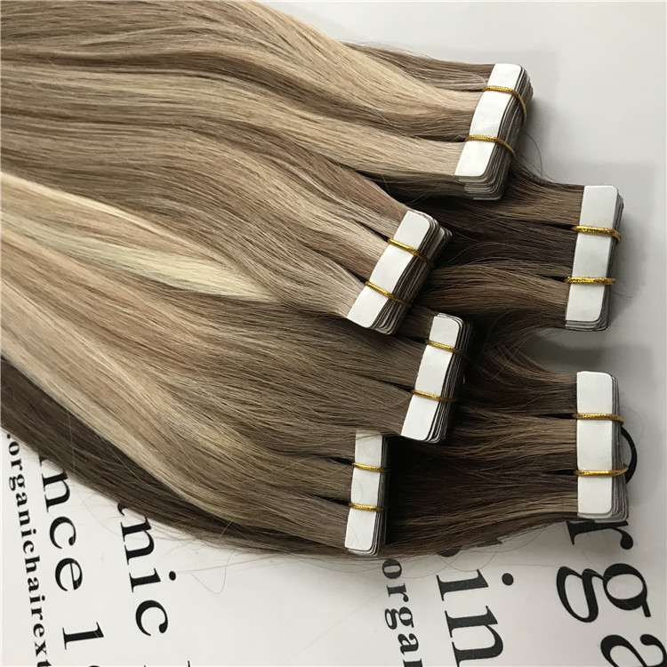 Customized highlighted ombre tape hair extensions H116